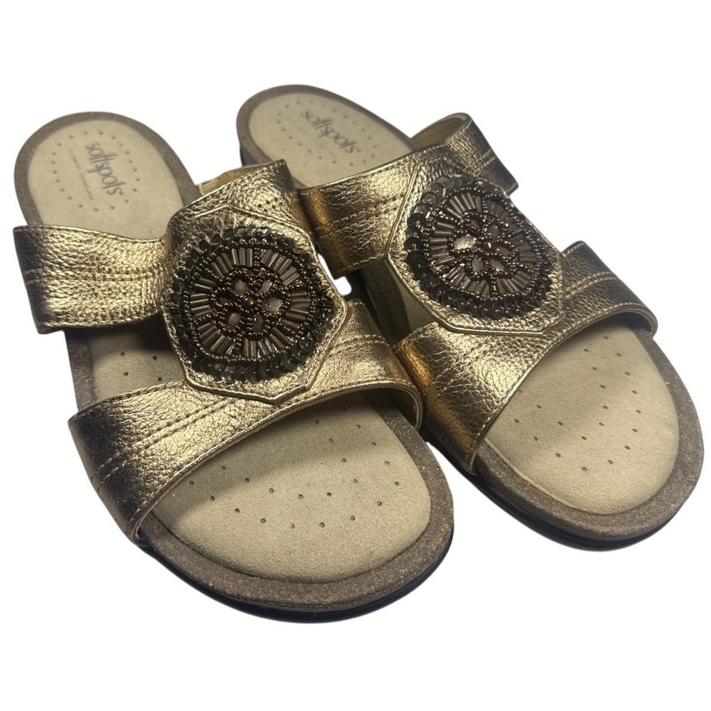 Softspots Mindy Pillow soft Leather Sandals Women's Size 8M Gold